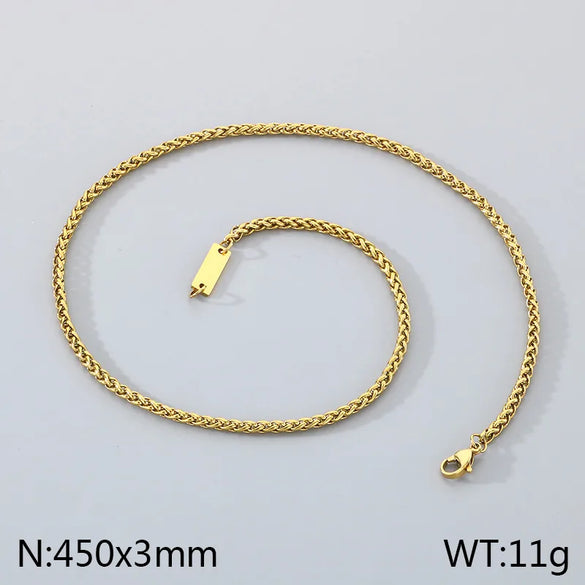 Wholesale Jewelry Simple Style Geometric 304 Stainless Steel 18K Gold Plated Foxtail Chain Bracelets Necklace