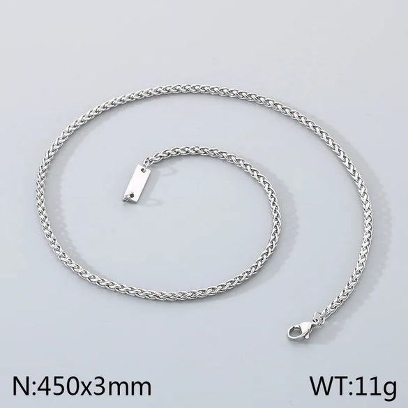 Wholesale Jewelry Simple Style Geometric 304 Stainless Steel 18K Gold Plated Foxtail Chain Bracelets Necklace