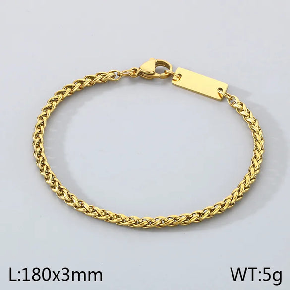 Wholesale Jewelry Simple Style Geometric 304 Stainless Steel 18K Gold Plated Foxtail Chain Bracelets Necklace