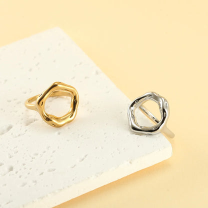 Wholesale Jewelry Simple Style Geometric 304 Stainless Steel 18K Gold Plated Hollow Out Rings