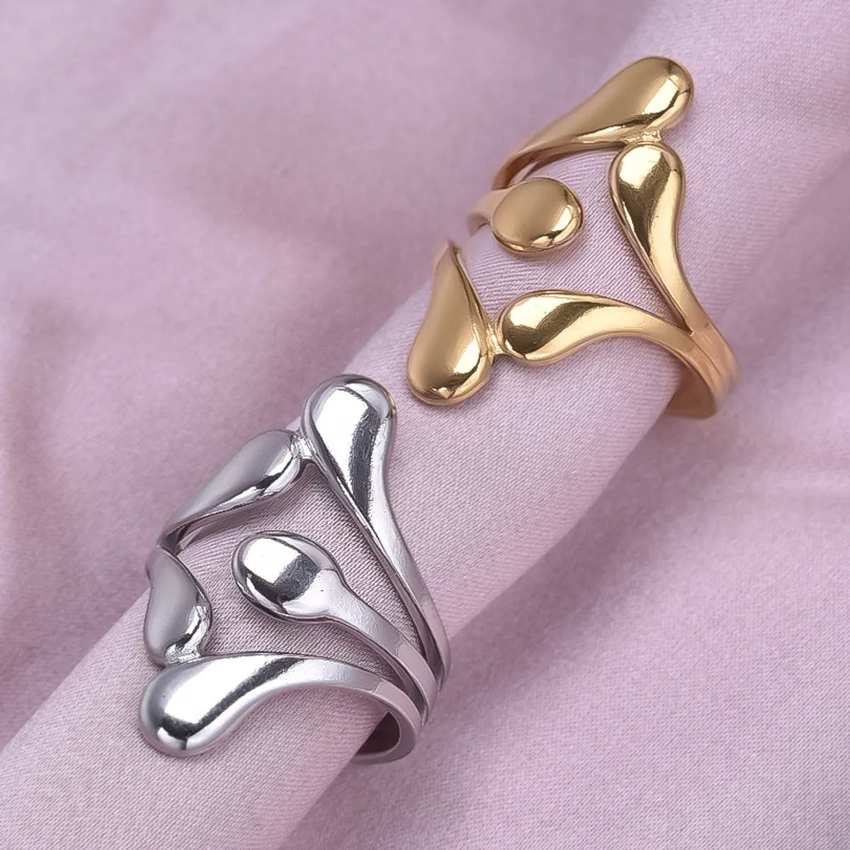 Wholesale Jewelry Simple Style Geometric 304 Stainless Steel 18K Gold Plated Irregular Polishing Open Rings