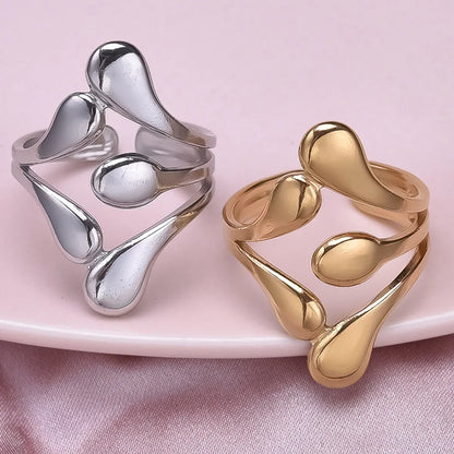 Wholesale Jewelry Simple Style Geometric 304 Stainless Steel 18K Gold Plated Irregular Polishing Open Rings