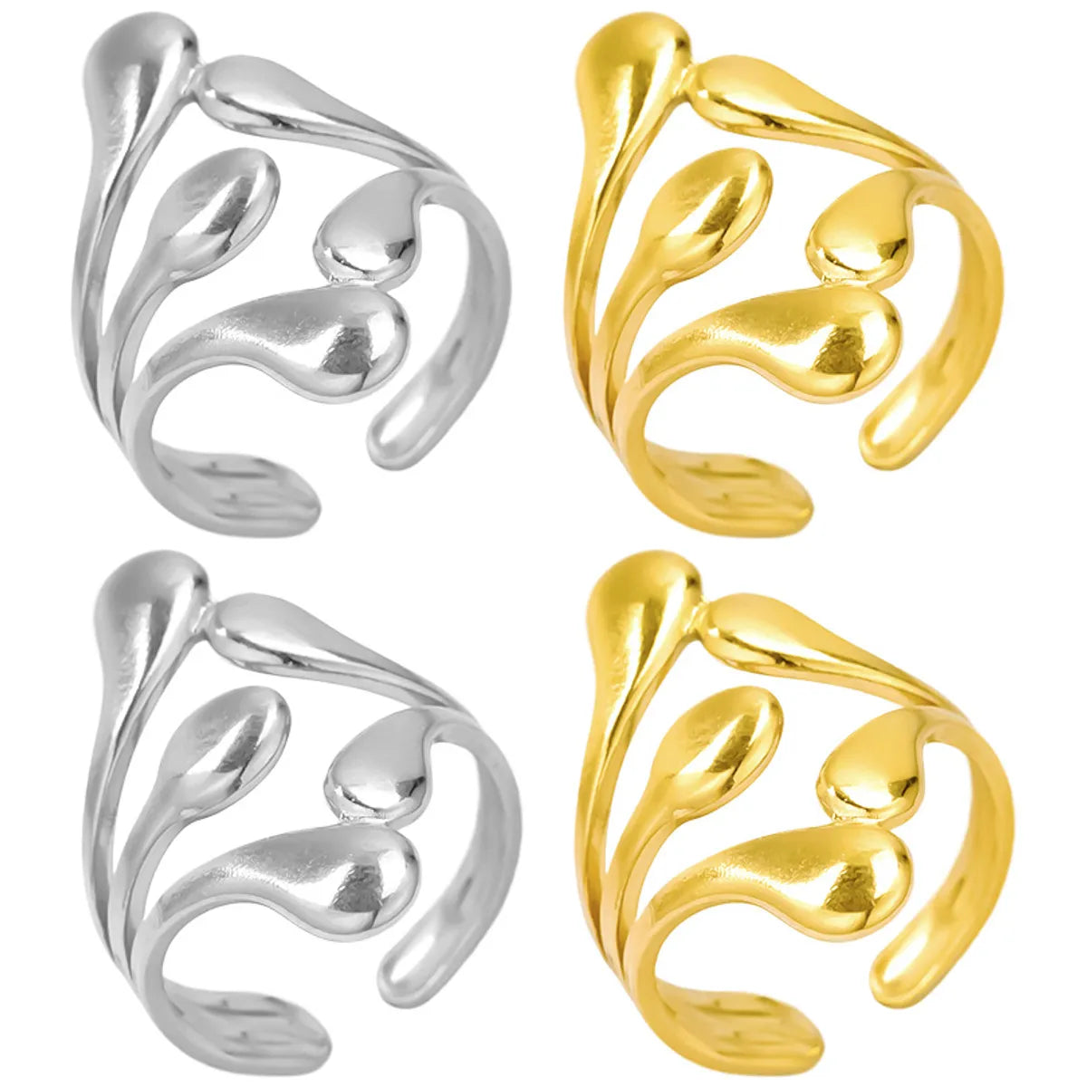 Wholesale Jewelry Simple Style Geometric 304 Stainless Steel 18K Gold Plated Irregular Polishing Open Rings