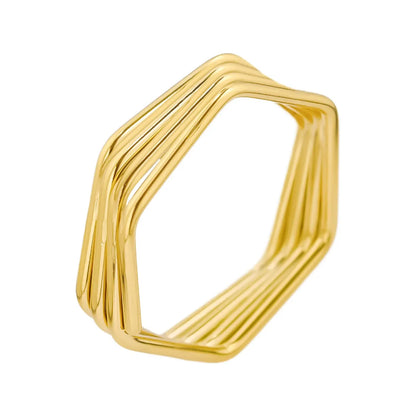 Wholesale Jewelry Simple Style Geometric 304 Stainless Steel 18K Gold Plated Polishing Rings