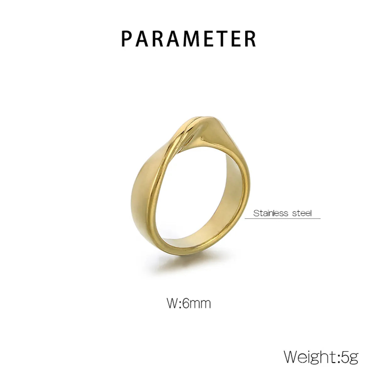 Wholesale Jewelry Simple Style Geometric 304 Stainless Steel 18K Gold Plated Rings