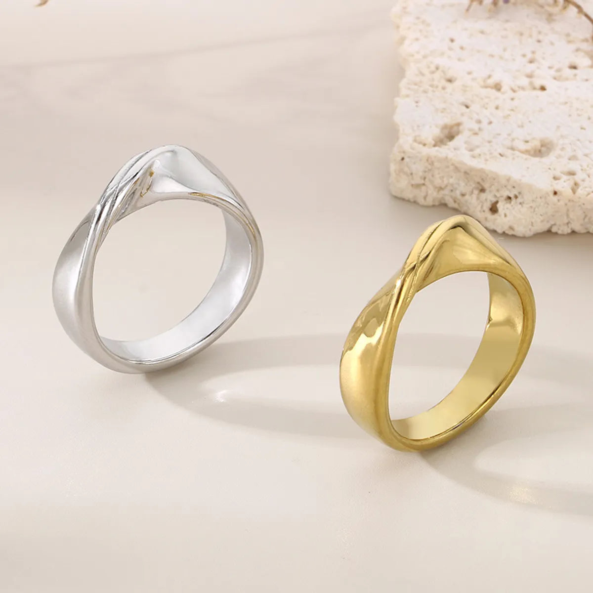 Wholesale Jewelry Simple Style Geometric 304 Stainless Steel 18K Gold Plated Rings