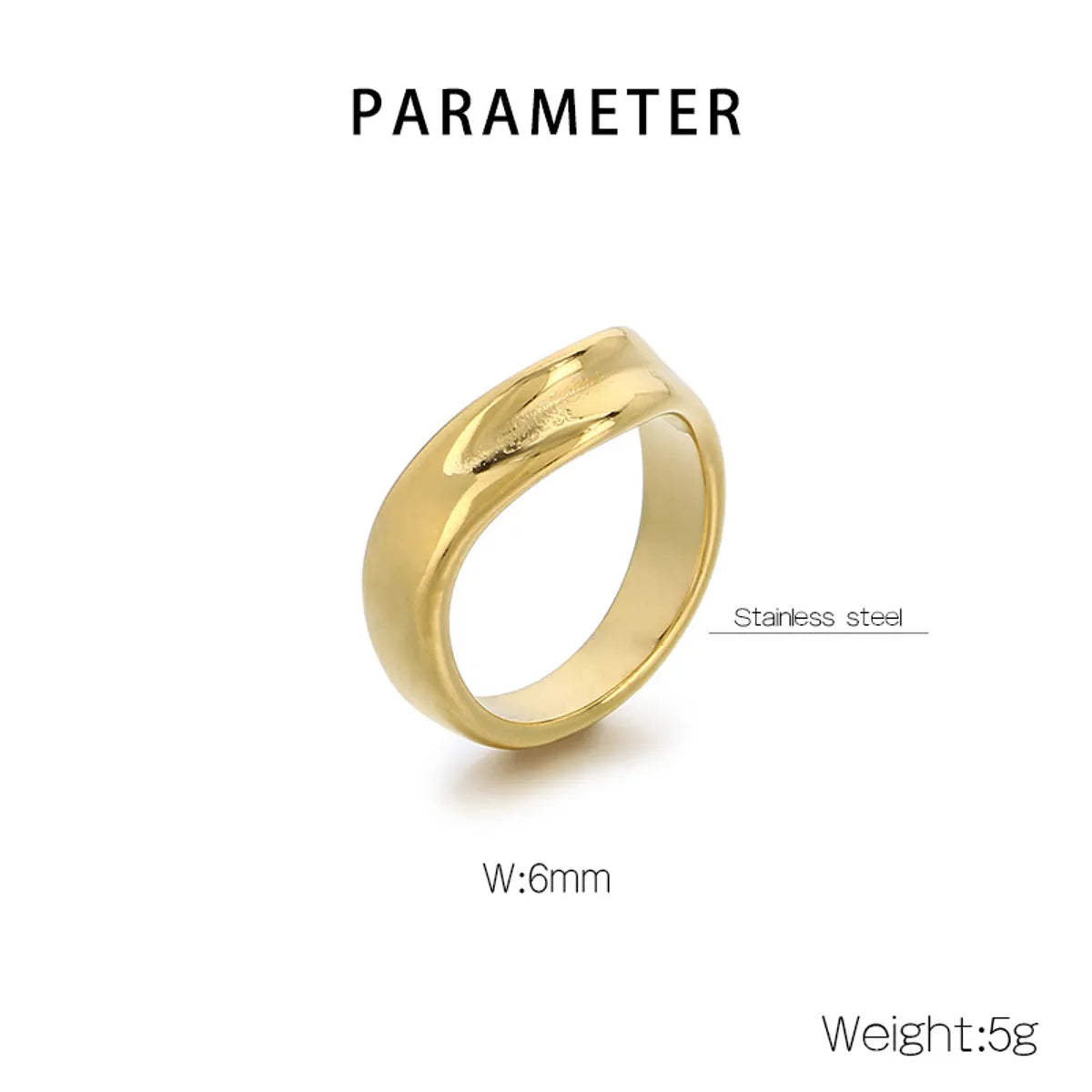 Wholesale Jewelry Simple Style Geometric 304 Stainless Steel 18K Gold Plated Rings