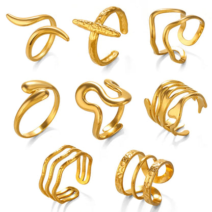 Wholesale Jewelry Simple Style Geometric 304 Stainless Steel Irregular Plating Open Rings