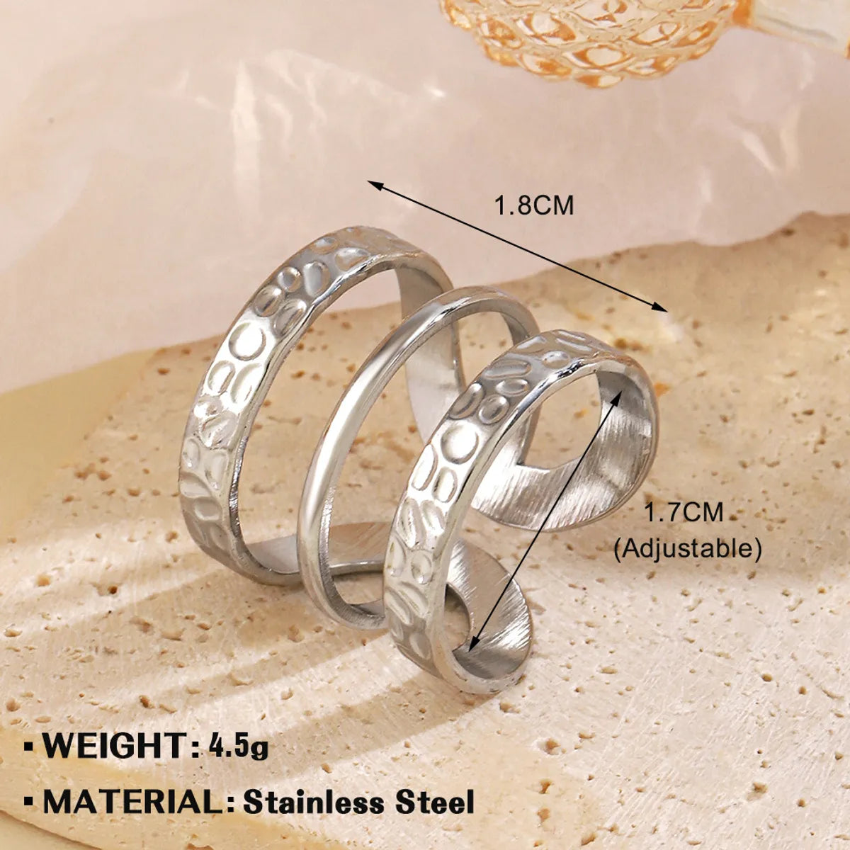 Wholesale Jewelry Simple Style Geometric 304 Stainless Steel Irregular Plating Open Rings