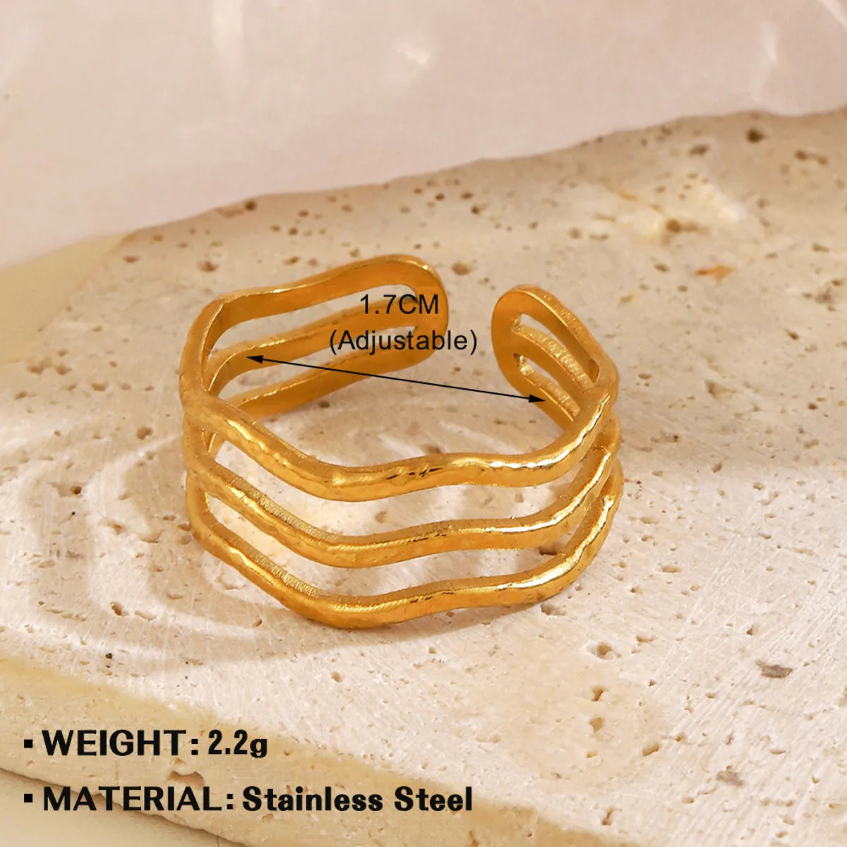 Wholesale Jewelry Simple Style Geometric 304 Stainless Steel Irregular Plating Open Rings