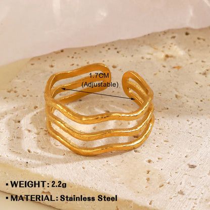 Wholesale Jewelry Simple Style Geometric 304 Stainless Steel Irregular Plating Open Rings