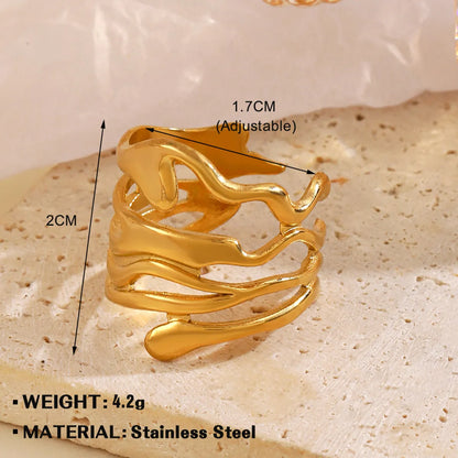 Wholesale Jewelry Simple Style Geometric 304 Stainless Steel Irregular Plating Open Rings