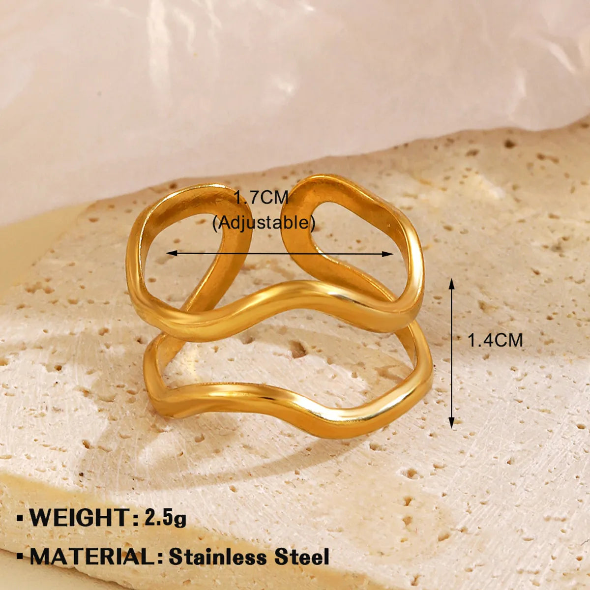 Wholesale Jewelry Simple Style Geometric 304 Stainless Steel Irregular Plating Open Rings