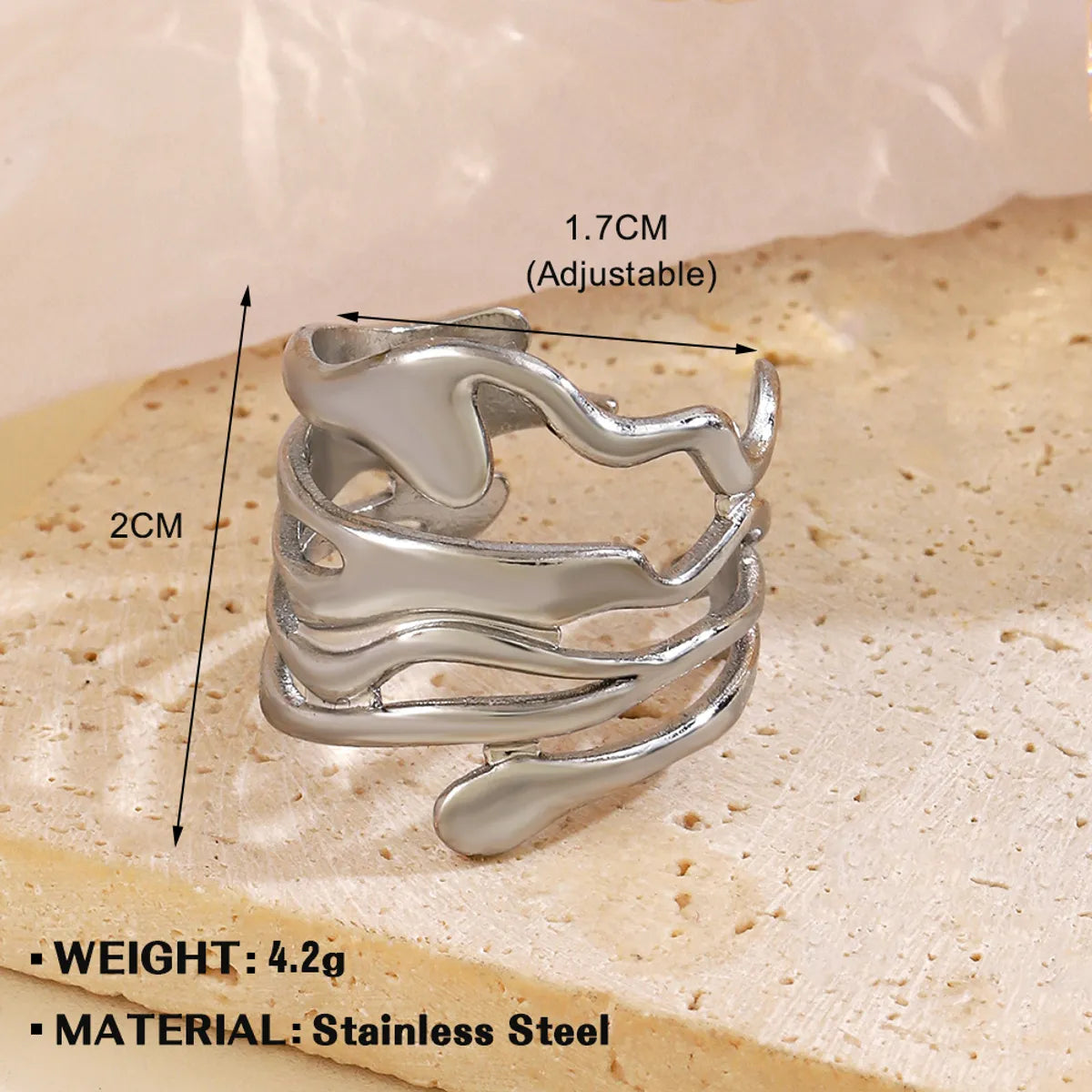 Wholesale Jewelry Simple Style Geometric 304 Stainless Steel Irregular Plating Open Rings