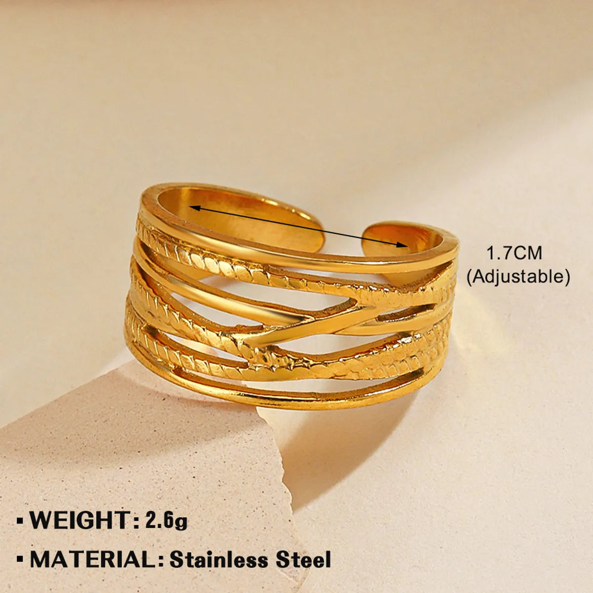 Wholesale Jewelry Simple Style Geometric 304 Stainless Steel Plating Open Rings