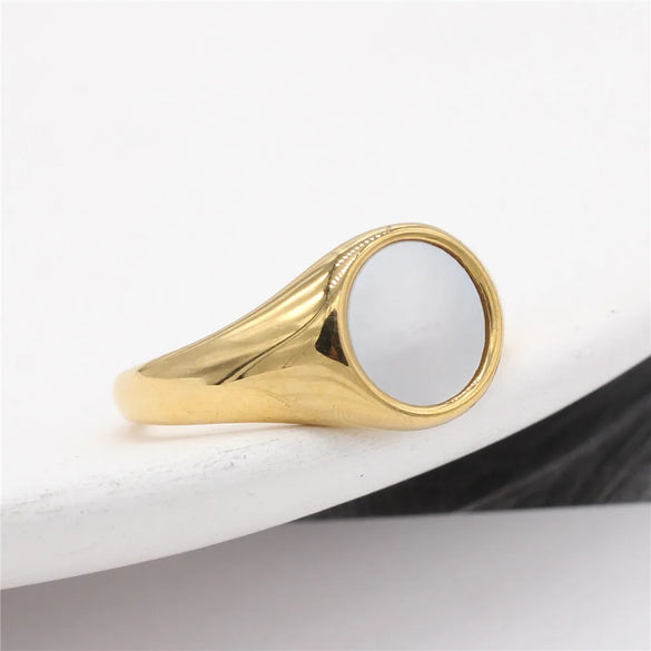 Wholesale Jewelry Simple Style Geometric 304 Stainless Steel Shell 18K Gold Plated Rings
