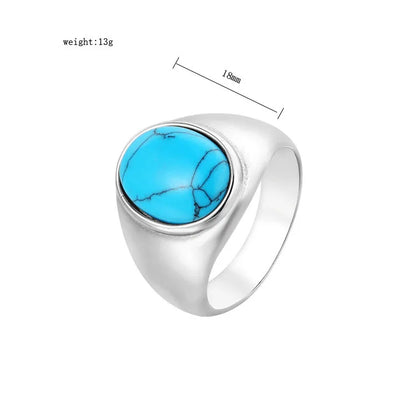 Wholesale Jewelry Simple Style Geometric 304 Stainless Steel Turquoise Rings