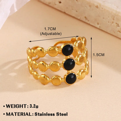 Wholesale Jewelry Simple Style Geometric Cross Floral 304 Stainless Steel 18K Gold Plated Plating Open Rings