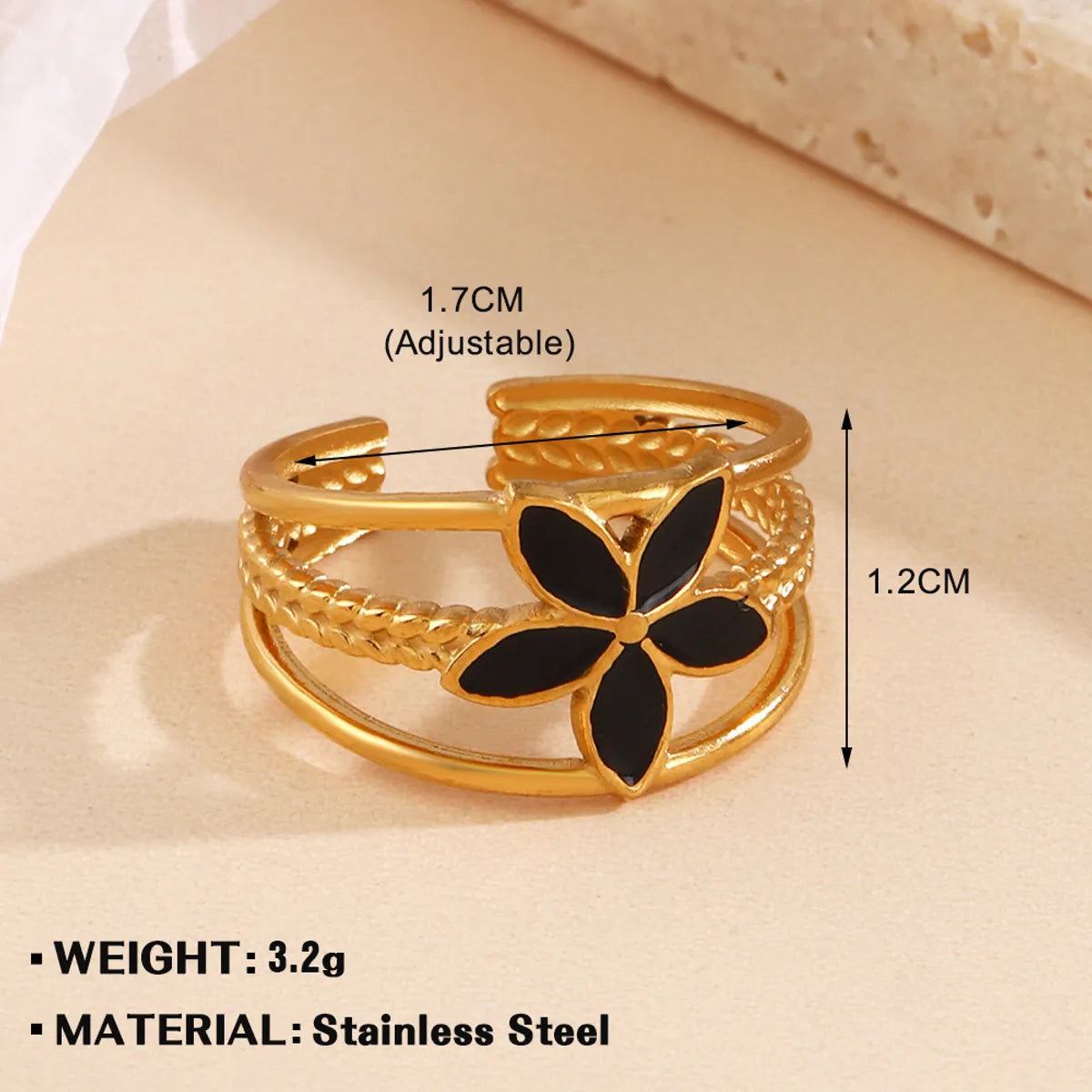 Wholesale Jewelry Simple Style Geometric Cross Floral 304 Stainless Steel 18K Gold Plated Plating Open Rings