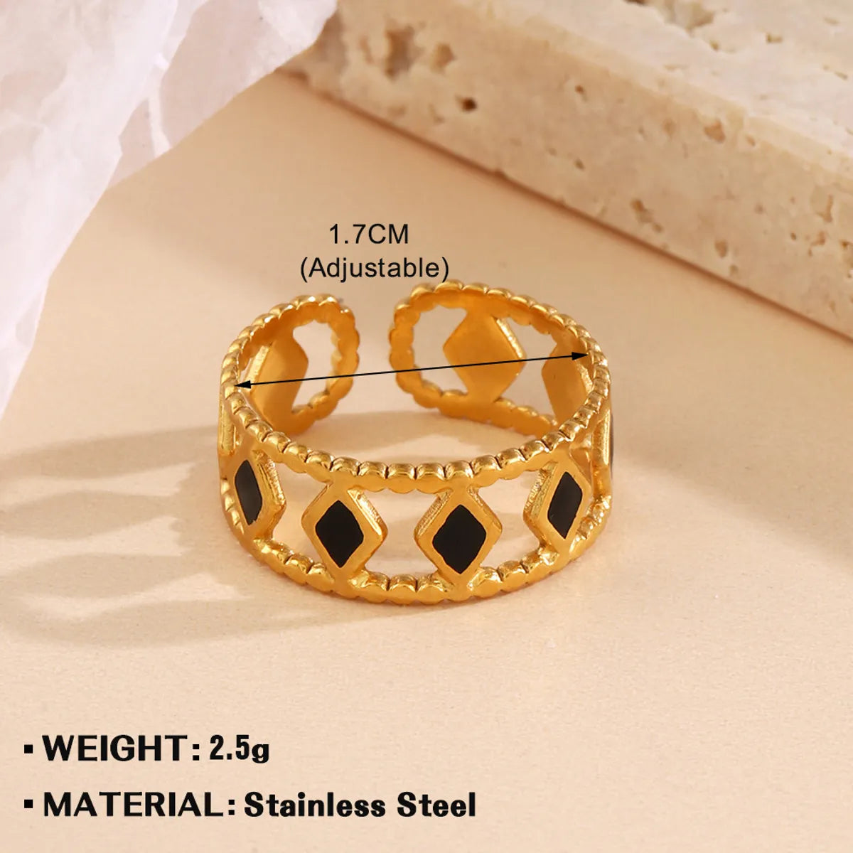 Wholesale Jewelry Simple Style Geometric Cross Floral 304 Stainless Steel 18K Gold Plated Plating Open Rings