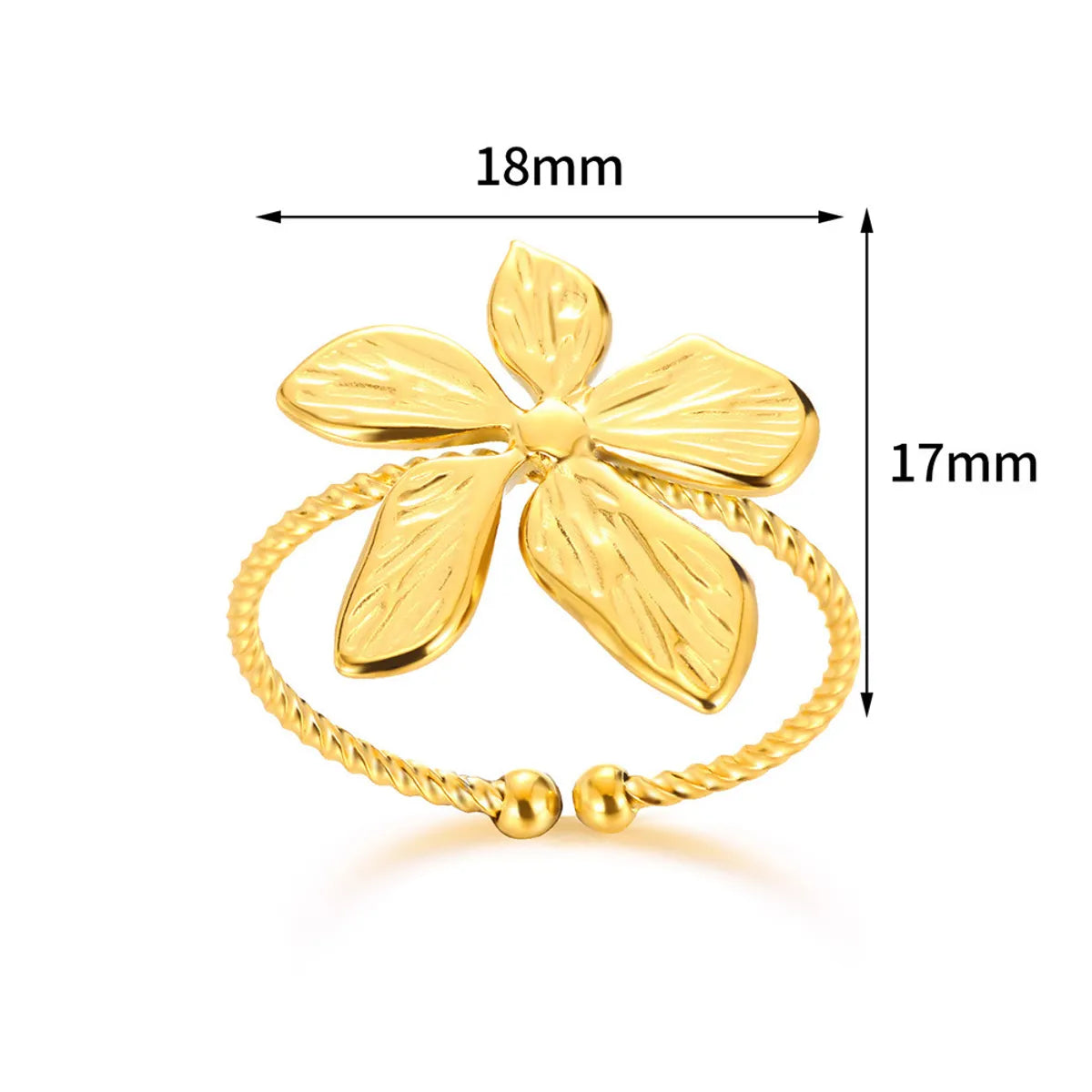 Wholesale Jewelry Simple Style Geometric Flower 304 Stainless Steel Plating Open Rings