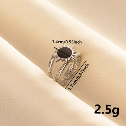 Wholesale Jewelry Simple Style Geometric Round Sun 304 Stainless Steel 18K Gold Plated Polishing Enamel Open Rings