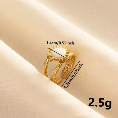 Wholesale Jewelry Simple Style Geometric Round Sun 304 Stainless Steel 18K Gold Plated Polishing Enamel Open Rings