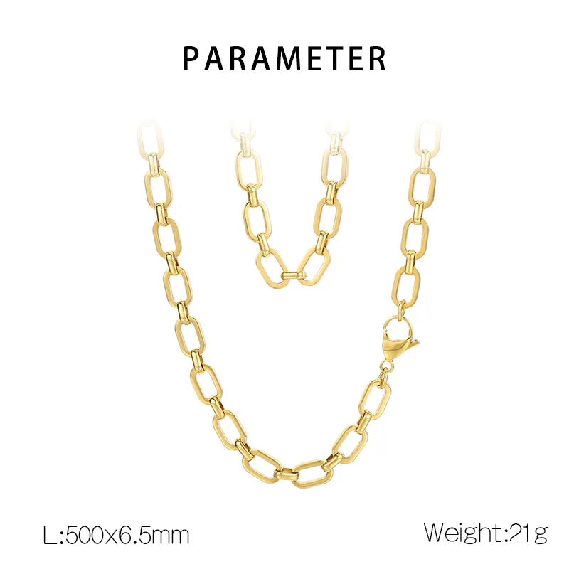 Wholesale Jewelry Simple Style Geometric Solid Color 304 Stainless Steel 18K Gold Plated Bracelets Necklace