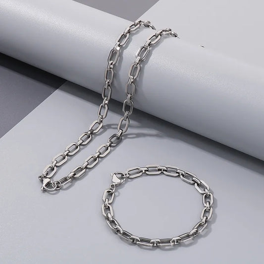 Wholesale Jewelry Simple Style Geometric Solid Color 304 Stainless Steel 18K Gold Plated Bracelets Necklace