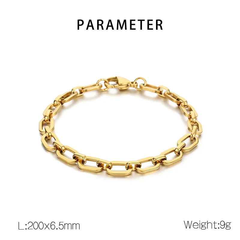 Wholesale Jewelry Simple Style Geometric Solid Color 304 Stainless Steel 18K Gold Plated Bracelets Necklace