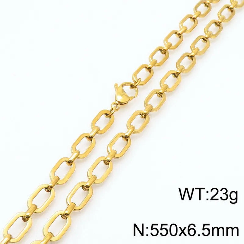 Wholesale Jewelry Simple Style Geometric Solid Color 304 Stainless Steel 18K Gold Plated Bracelets Necklace