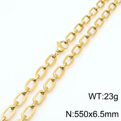 Wholesale Jewelry Simple Style Geometric Solid Color 304 Stainless Steel 18K Gold Plated Bracelets Necklace