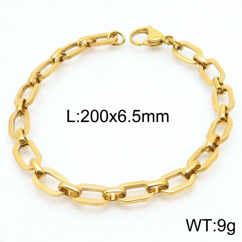 Wholesale Jewelry Simple Style Geometric Solid Color 304 Stainless Steel 18K Gold Plated Bracelets Necklace