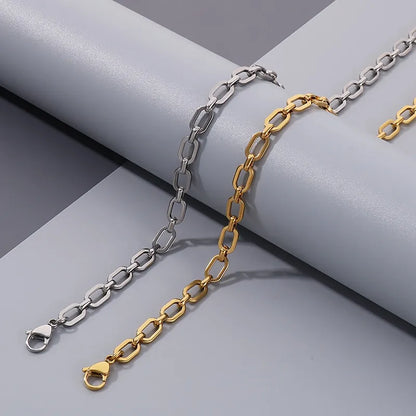 Wholesale Jewelry Simple Style Geometric Solid Color 304 Stainless Steel 18K Gold Plated Bracelets Necklace