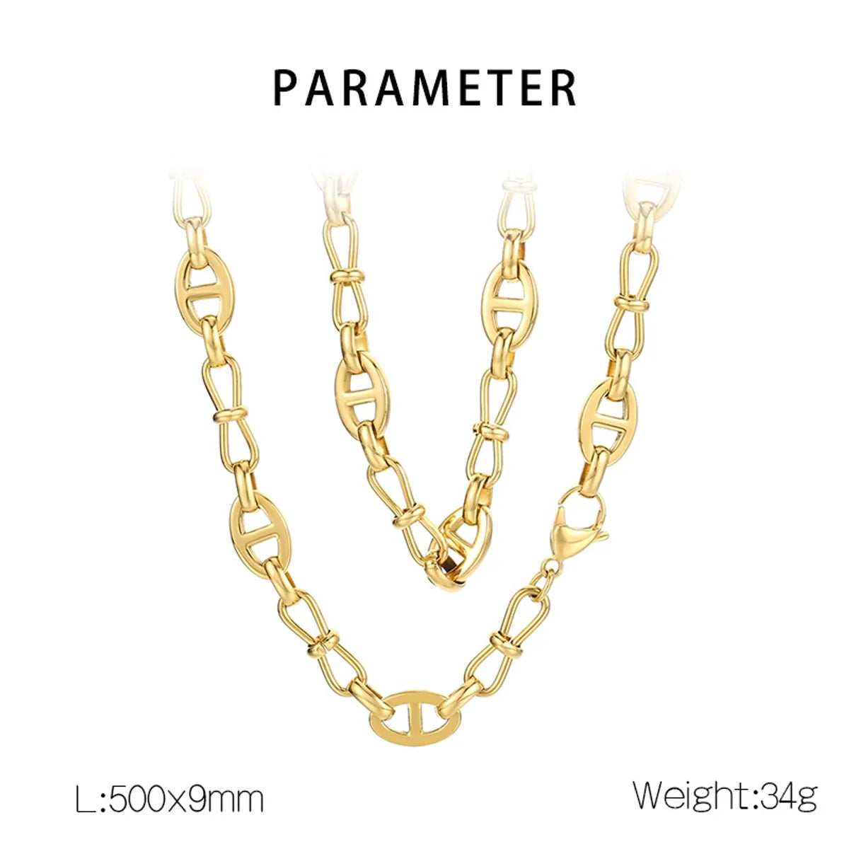 Wholesale Jewelry Simple Style Geometric Solid Color 304 Stainless Steel 18K Gold Plated Bracelets Necklace