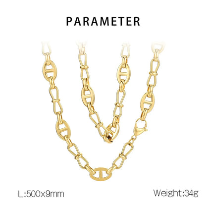 Wholesale Jewelry Simple Style Geometric Solid Color 304 Stainless Steel 18K Gold Plated Bracelets Necklace