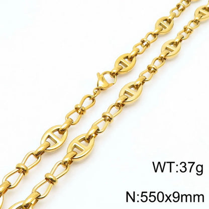 Wholesale Jewelry Simple Style Geometric Solid Color 304 Stainless Steel 18K Gold Plated Bracelets Necklace