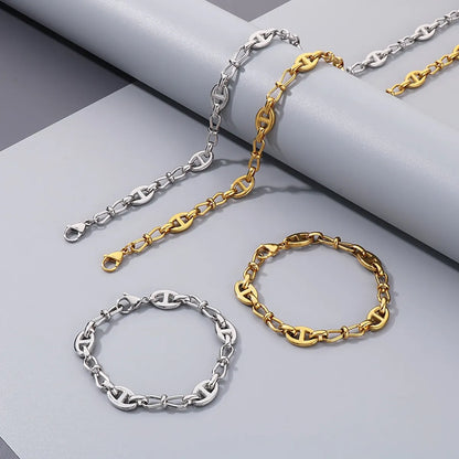 Wholesale Jewelry Simple Style Geometric Solid Color 304 Stainless Steel 18K Gold Plated Bracelets Necklace