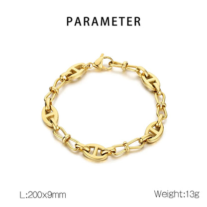 Wholesale Jewelry Simple Style Geometric Solid Color 304 Stainless Steel 18K Gold Plated Bracelets Necklace