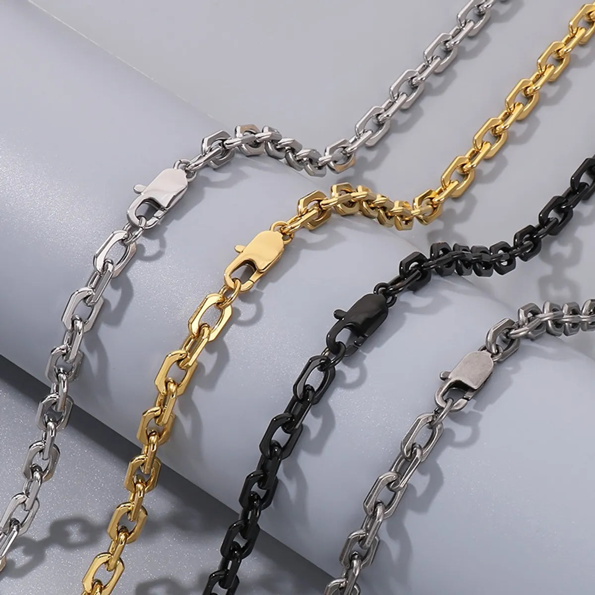 Wholesale Jewelry Simple Style Geometric Solid Color 304 Stainless Steel 18K Gold Plated Bracelets Necklace