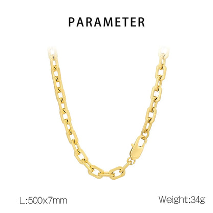 Wholesale Jewelry Simple Style Geometric Solid Color 304 Stainless Steel 18K Gold Plated Bracelets Necklace