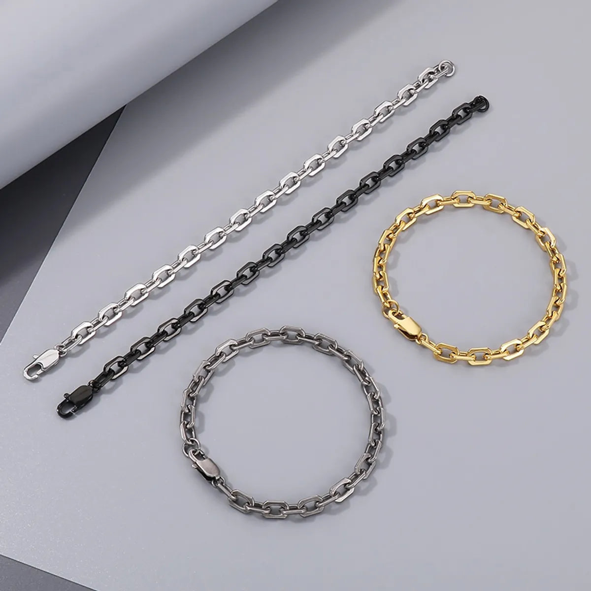 Wholesale Jewelry Simple Style Geometric Solid Color 304 Stainless Steel 18K Gold Plated Bracelets Necklace