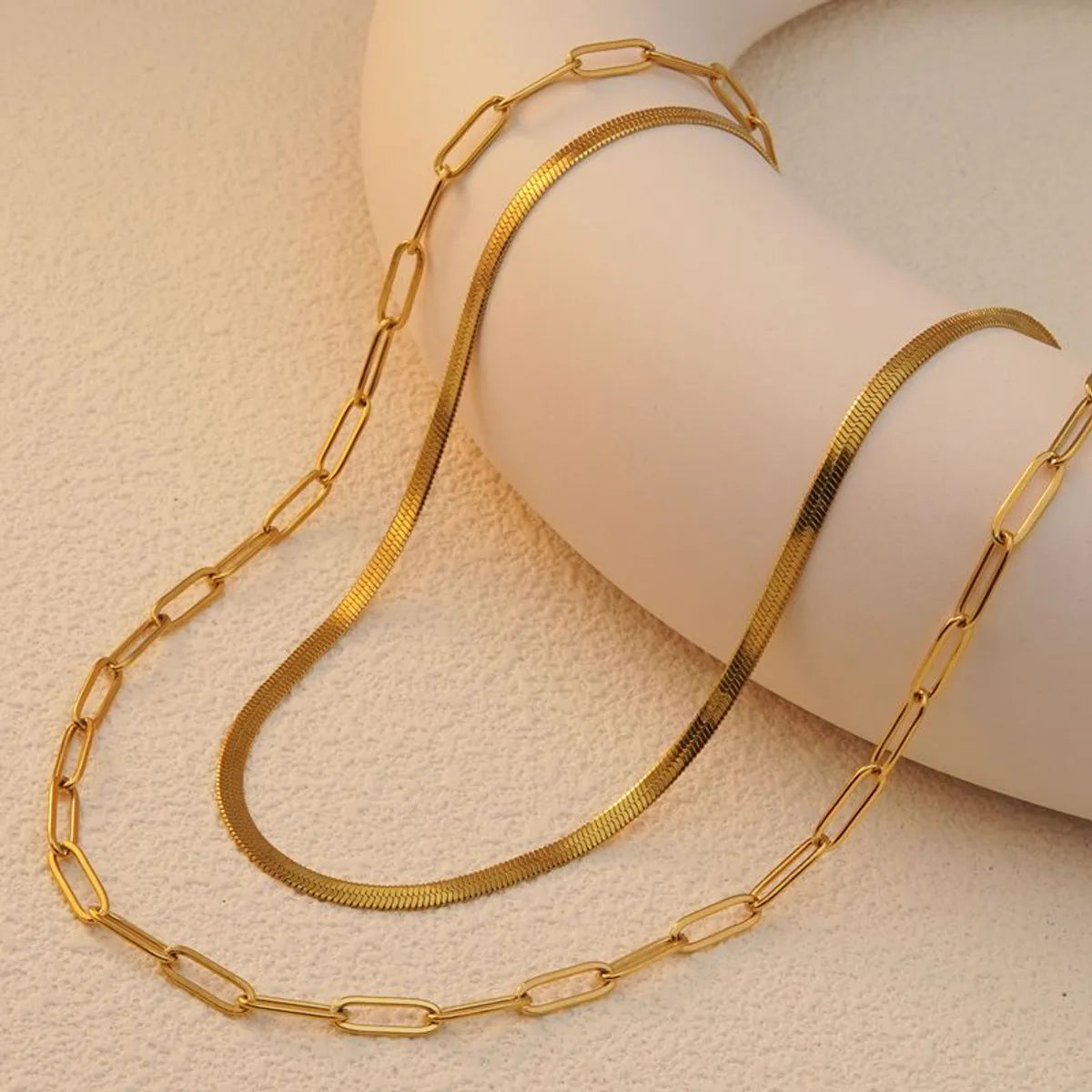 Wholesale Jewelry Simple Style Geometric Solid Color 304 Stainless Steel 18K Gold Plated Jewelry Set