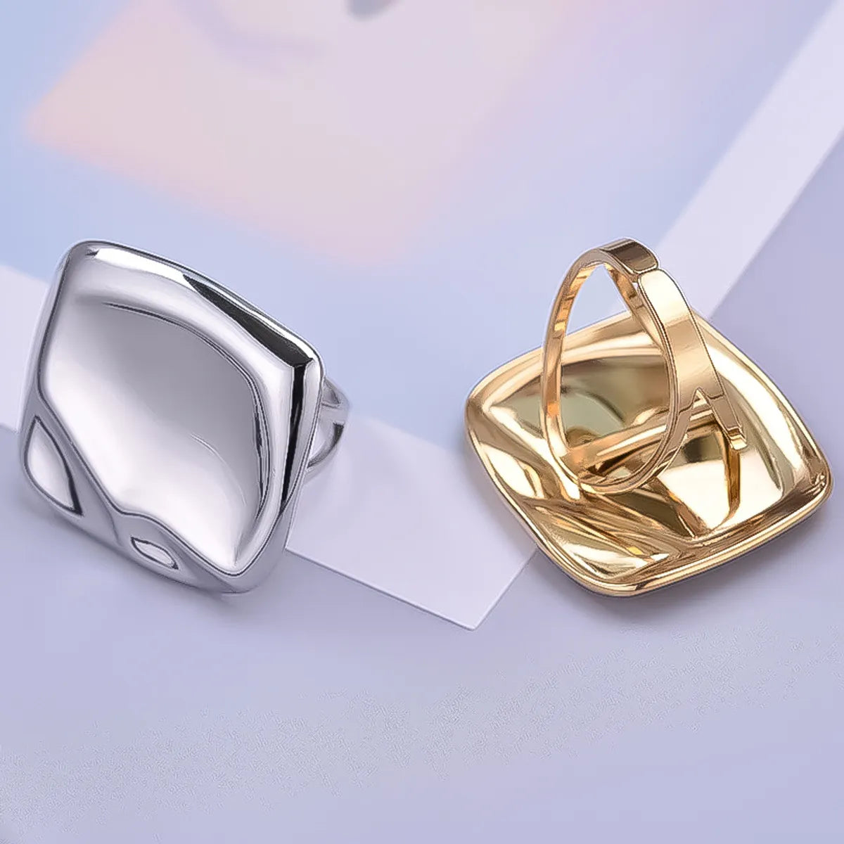 Wholesale Jewelry Simple Style Geometric Solid Color 304 Stainless Steel 18K Gold Plated Polishing Adjustable Ring