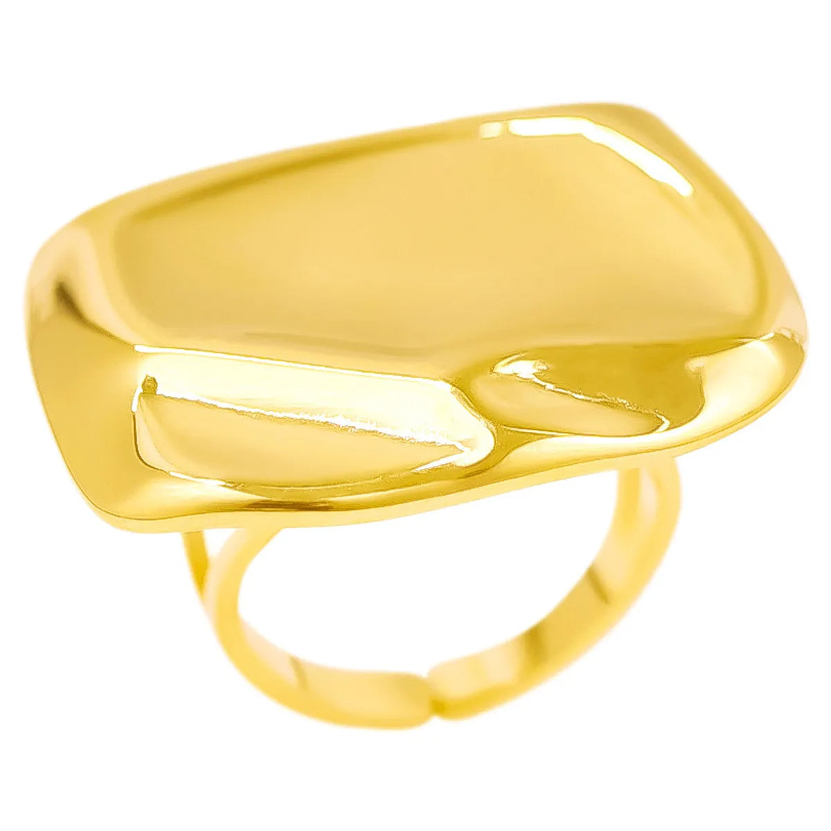 Wholesale Jewelry Simple Style Geometric Solid Color 304 Stainless Steel 18K Gold Plated Polishing Adjustable Ring