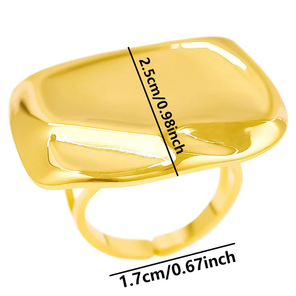 Wholesale Jewelry Simple Style Geometric Solid Color 304 Stainless Steel 18K Gold Plated Polishing Adjustable Ring