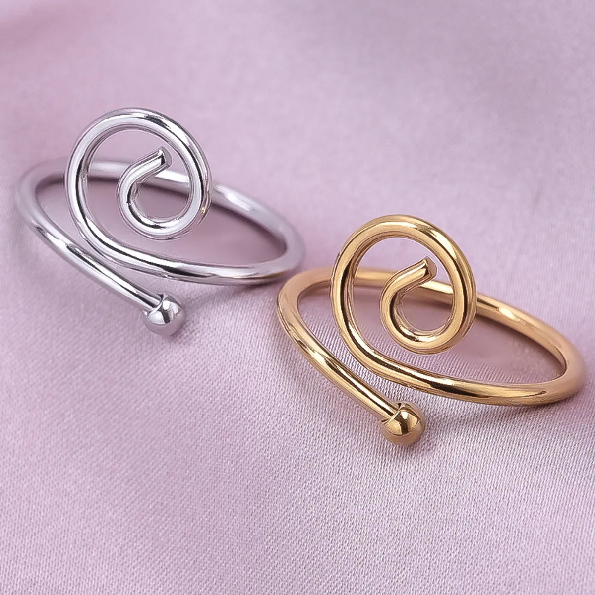 Wholesale Jewelry Simple Style Geometric Solid Color 304 Stainless Steel 18K Gold Plated Polishing Rings