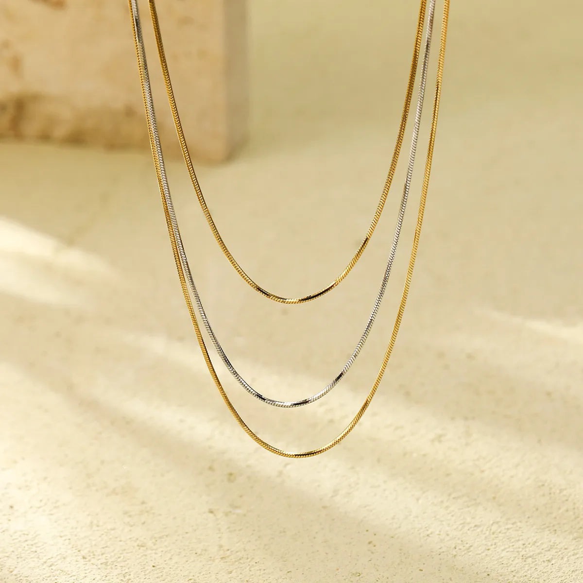 Wholesale Jewelry Simple Style Geometric Solid Color 304 Stainless Steel Layered Necklaces