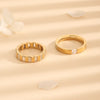Wholesale Jewelry Simple Style Geometric Solid Color 304 Stainless Steel Rhinestones Zircon 18K Gold Plated Inlay Rings