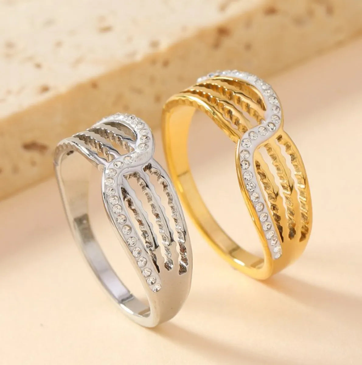 Wholesale Jewelry Simple Style Geometric Solid Color 304 Stainless Steel Rings